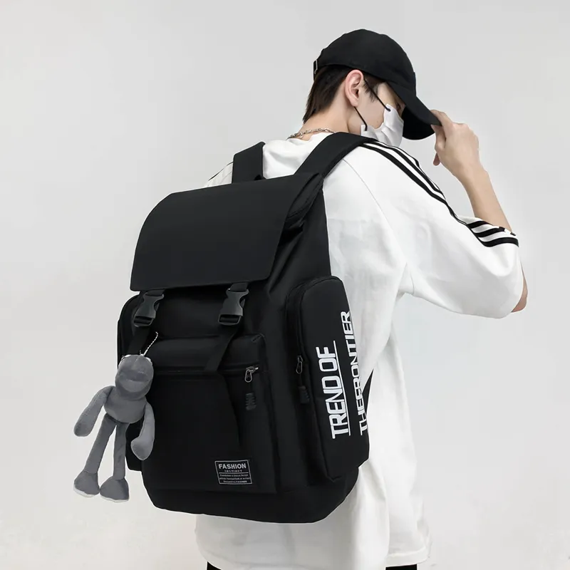 BUBM Canvas Backpack Unisex Black/Gray-6
