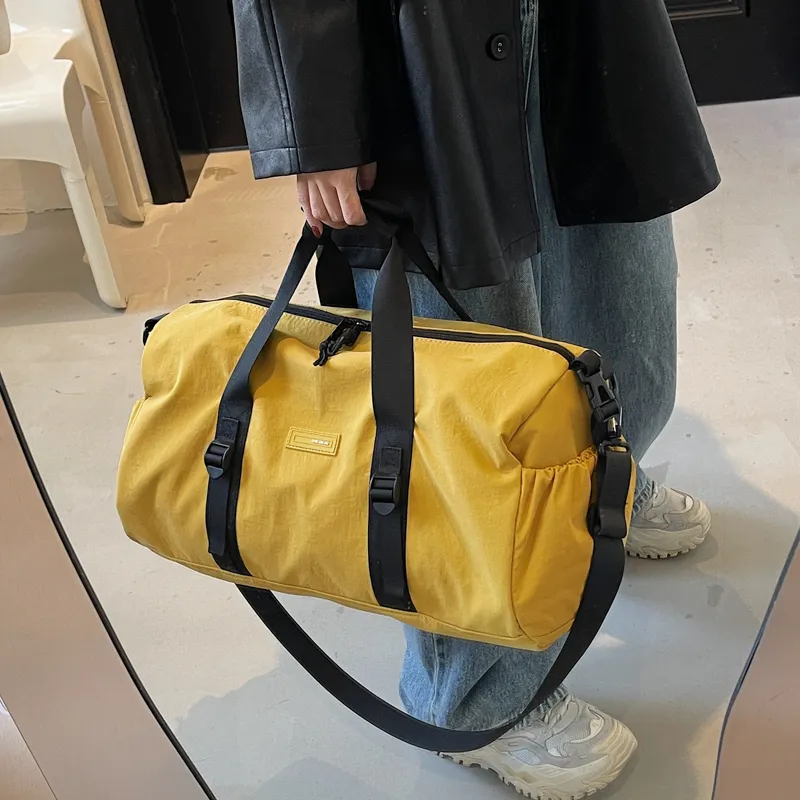 BUBM Fabric Travel Bag Unisex Black/Green/Yellow-11