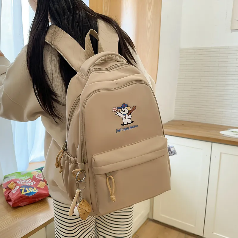 BUBM Nylon Backpack Unisex Yellow/Black/White/Khaki/Blue-17