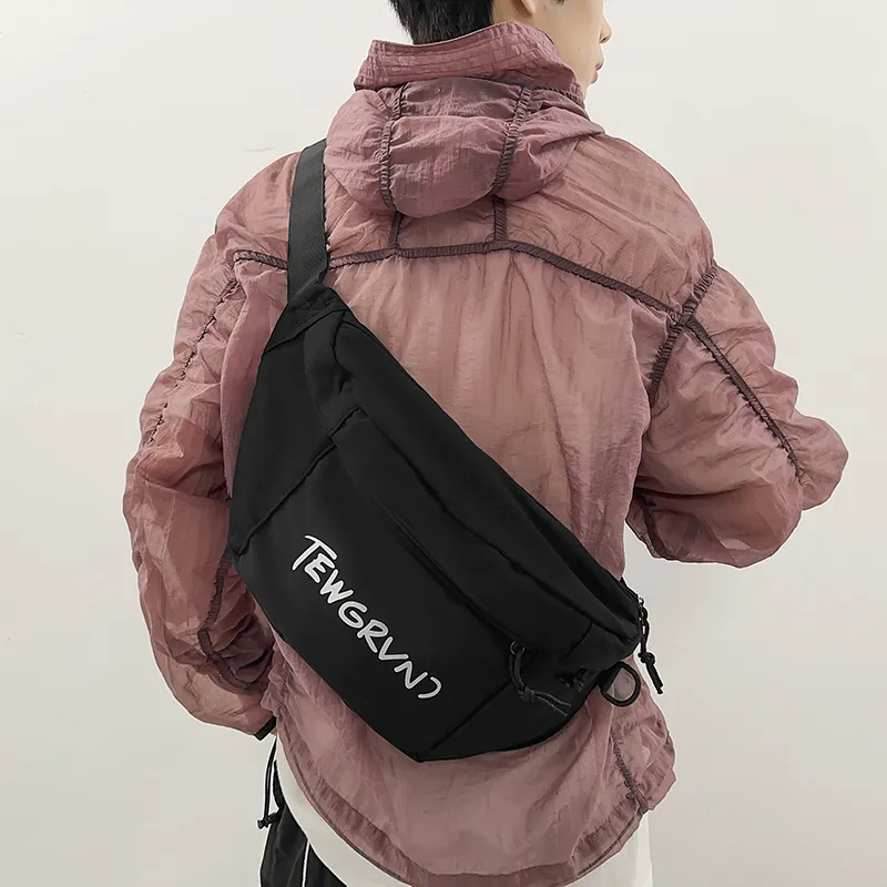 BUBM Nylon Sling Bag Unisex Black/White-5