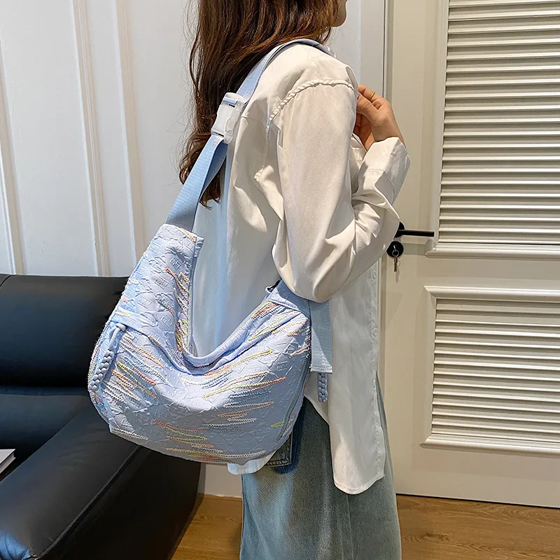 BUBM Composite Cloth Shoulder Bag Unisex White/Black/Blue/Pink-10