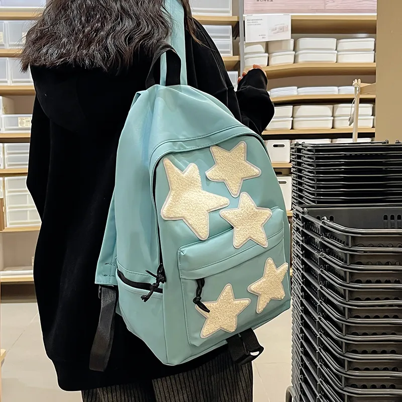 BUBM Nylon Backpack Regular Unisex Black/White/Light Purple/Navy Blue/Peacock Blue-7