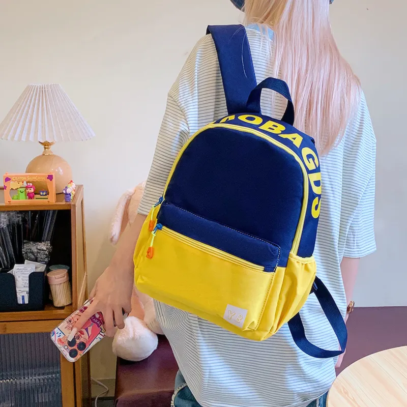 BUBM Nylon Fabric Backpack Unisex Red/Yellow/Teal/Purple Pink/Pink Green/Dark Pink-10