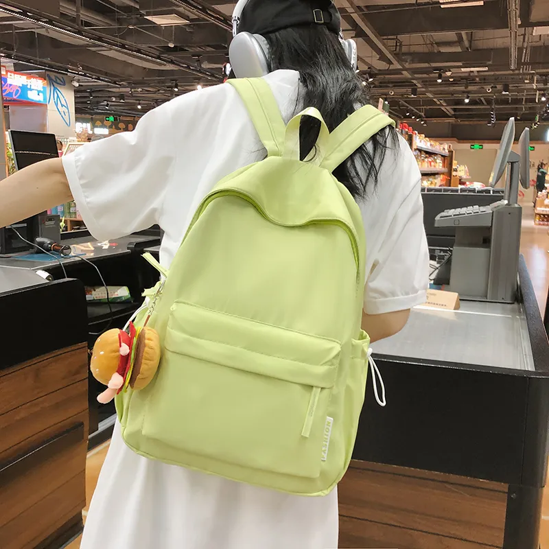 BUBM Nylon Backpack Regular Unisex Black/Ecru/Khaki/Light Yellow/Neon Green/Pink-19
