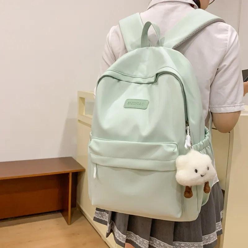 BUBM Nylon Backpack Unisex Black/White/Pink/Purple/Green-13