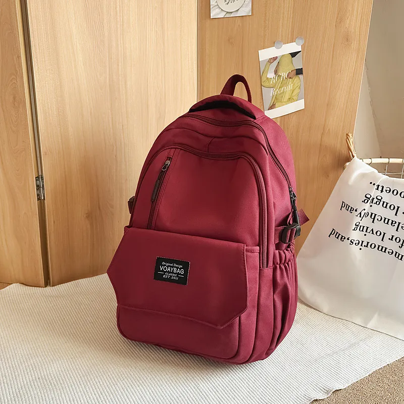 BUBM Nylon Backpack Unisex Black/White/Red/Blue/Khaki-13