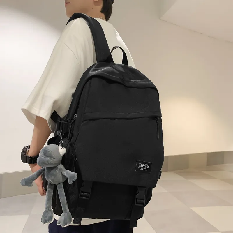 BUBM Nylon Backpack Unisex Black/White/Gray/Red/Blue-14