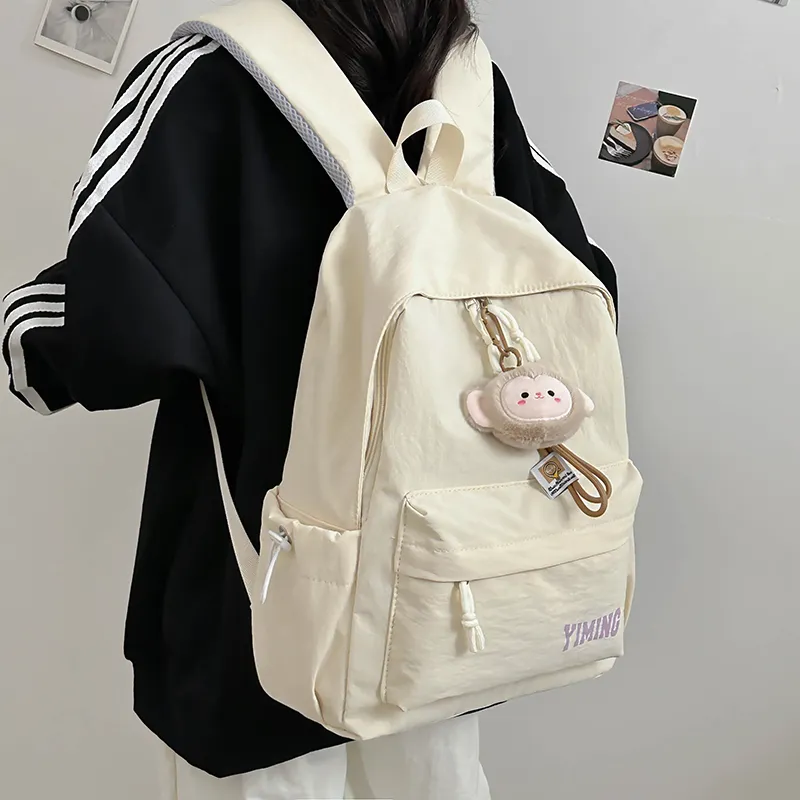 BUBM Nylon Backpack Unisex White/Black/Light Blue/Burgundy/Pink-2