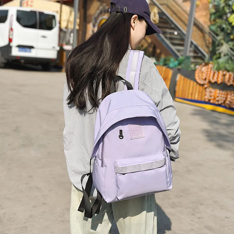 BUBM Nylon Backpack Unisex Purple/Orange/Black/White-3