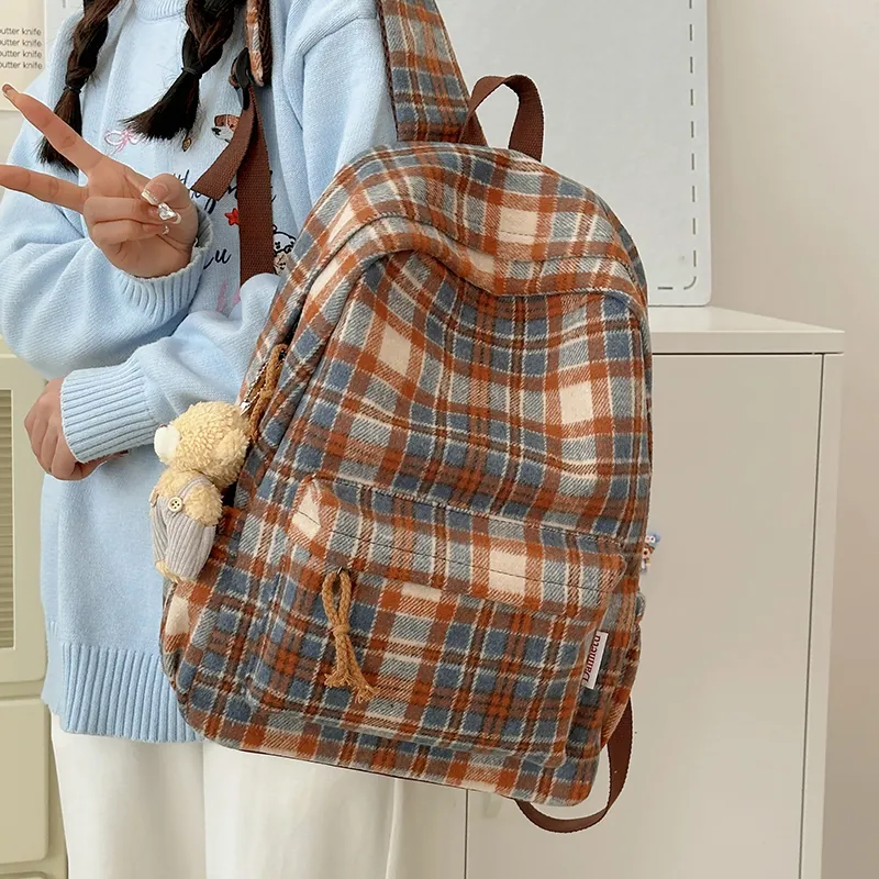 BUBM Composite Cloth Backpack Unisex Brown & Yellow/Gray Blue/Blue & Red/Orange-16