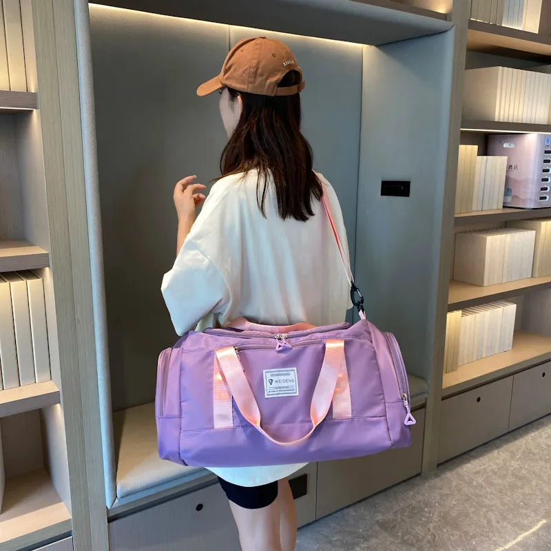 BUBM Oxford Travel Bag Unisex Black/Gray/Taro Purple/Dark Blue/Cherry Blossom Pink/Pink & Gray-15