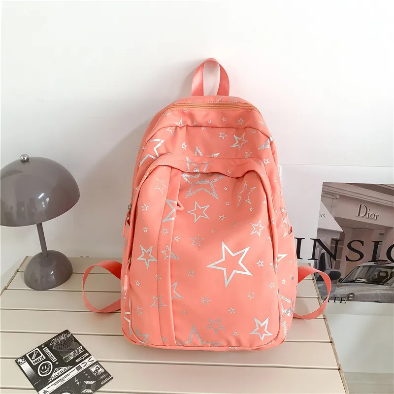 BUBM Composite Cloth Backpack Unisex White/Black/Purple/Orange/Green/Pink-16