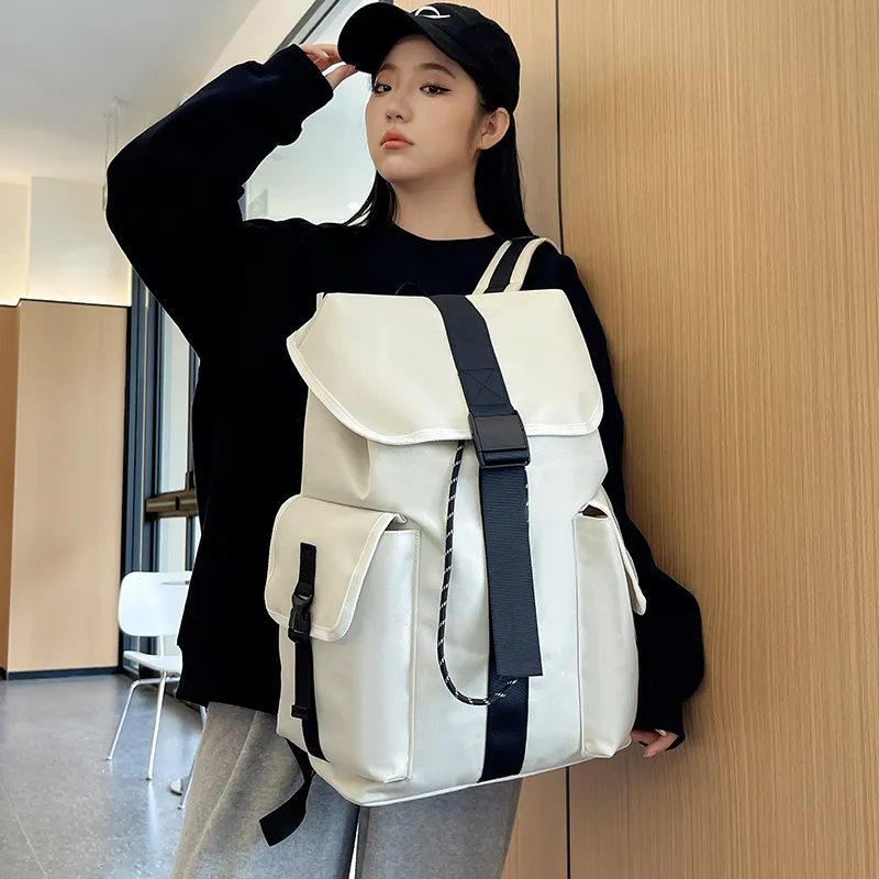 BUBM Nylon Travel Laptop Bag Durable Backpack Regular Unisex White/Black-4