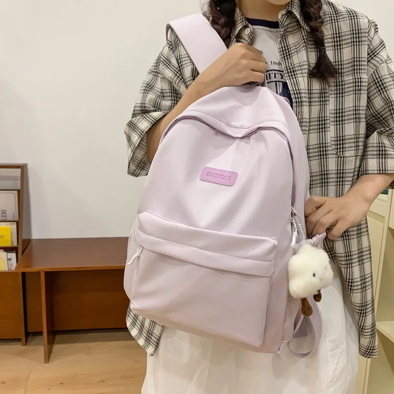 BUBM Nylon Backpack Unisex Black/White/Pink/Purple/Green-27