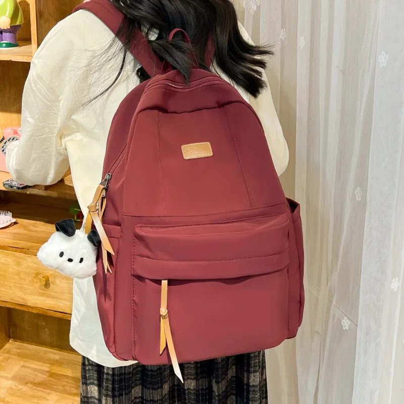BUBM Composite Cloth Backpack Regular Unisex Black/Ecru/Green/Burgundy-9