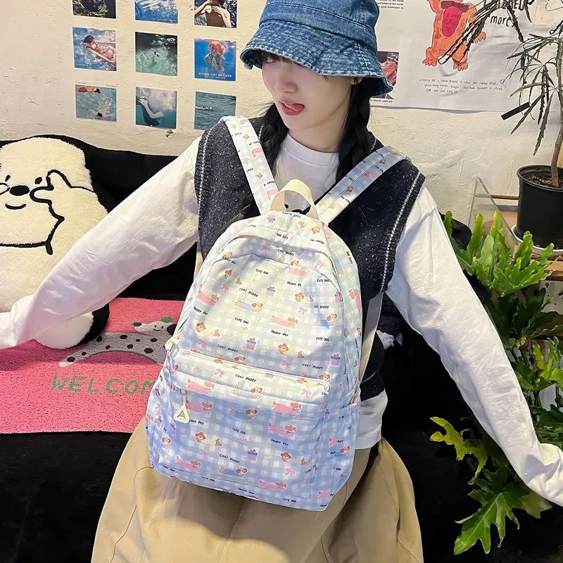 BUBM Composite Cloth Backpack Unisex Blue-7