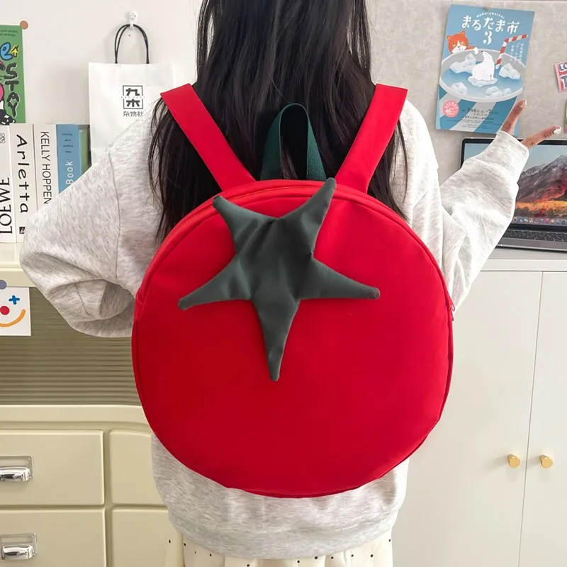 BUBM Composite Cloth Backpack Unisex Red Black/Green Yellow-4