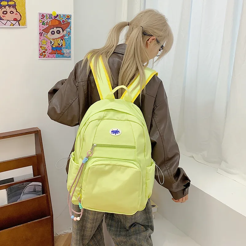 BUBM Nylon Fabric Backpack Regular Unisex Green/Blue/Mint Green-5