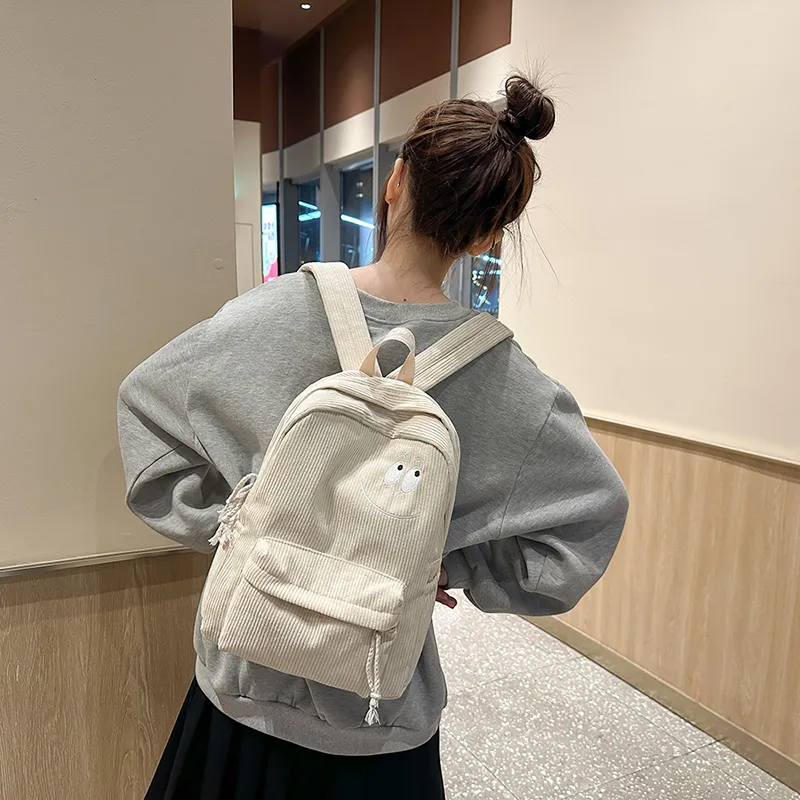 BUBM Corduroy Backpack Regular Unisex Black/White/Brown/Green-16