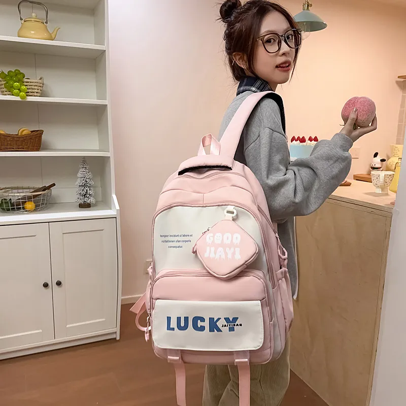 BUBM Nylon Backpack Regular Unisex Black/Green/Pink/Ecru/Khaki/Bayberry Red-28