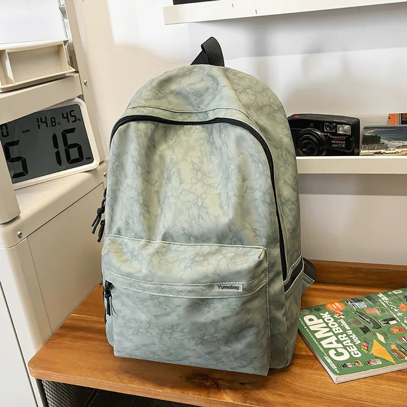 BUBM Nylon Backpack Unisex Black/Beige/Red/Green-14