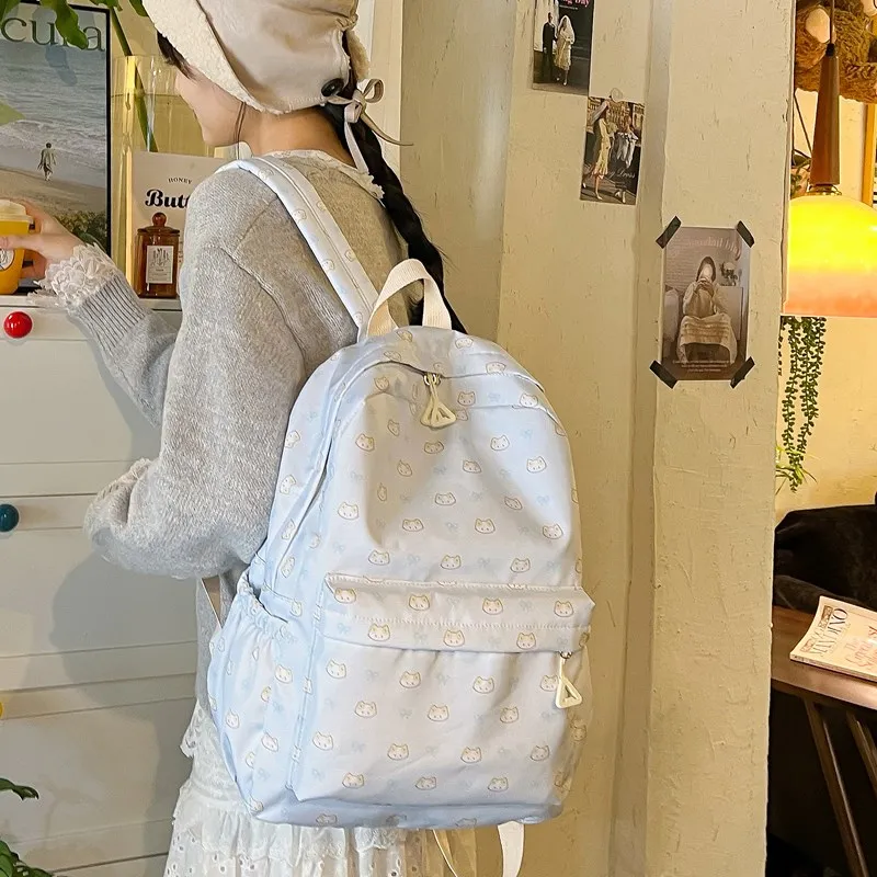 BUBM Composite Cloth Backpack Unisex Blue-1