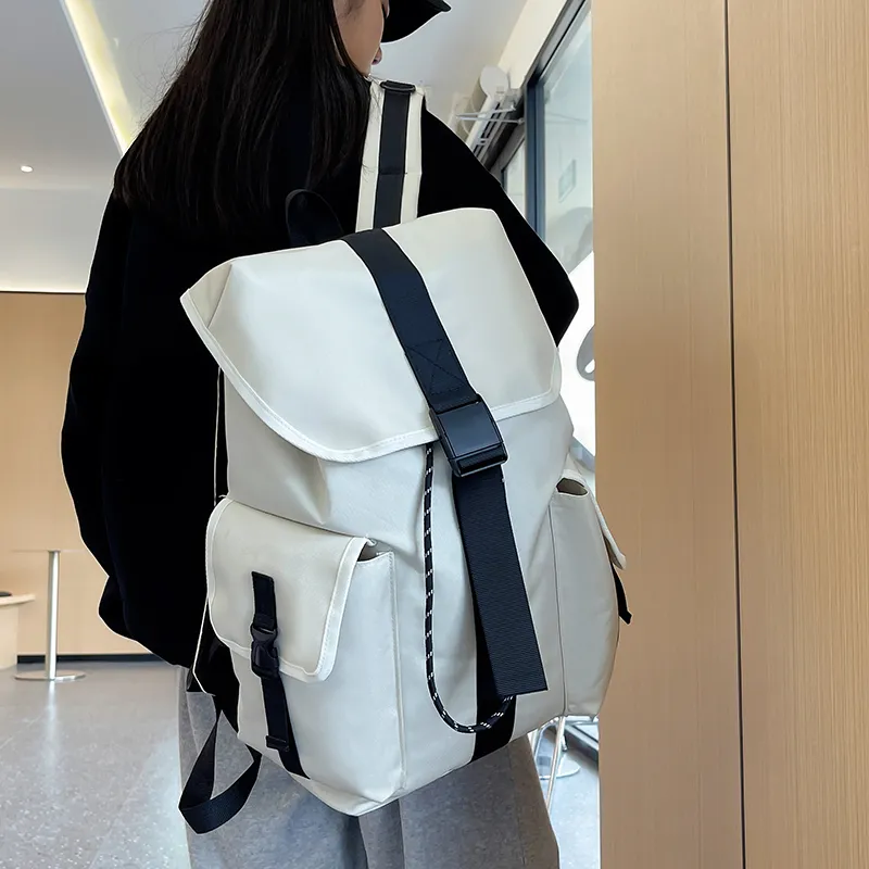 BUBM Nylon Travel Laptop Bag Durable Backpack Regular Unisex White/Black-5