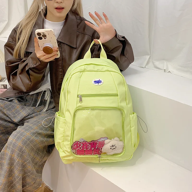 BUBM Nylon Fabric Backpack Regular Unisex Green/Blue/Mint Green-2