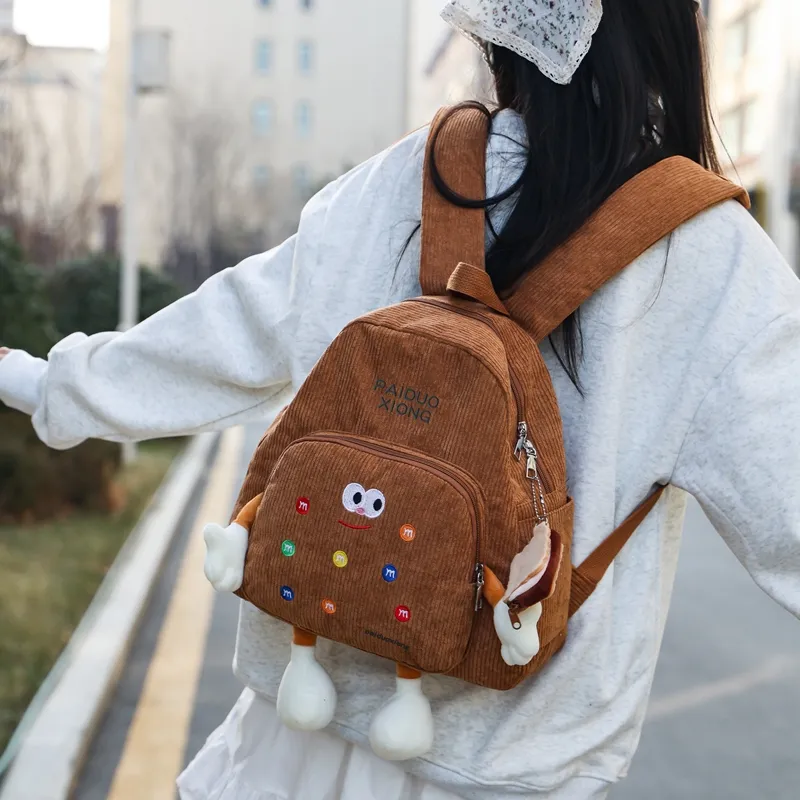 BUBM Corduroy Backpack Regular Women's Multicolor-1