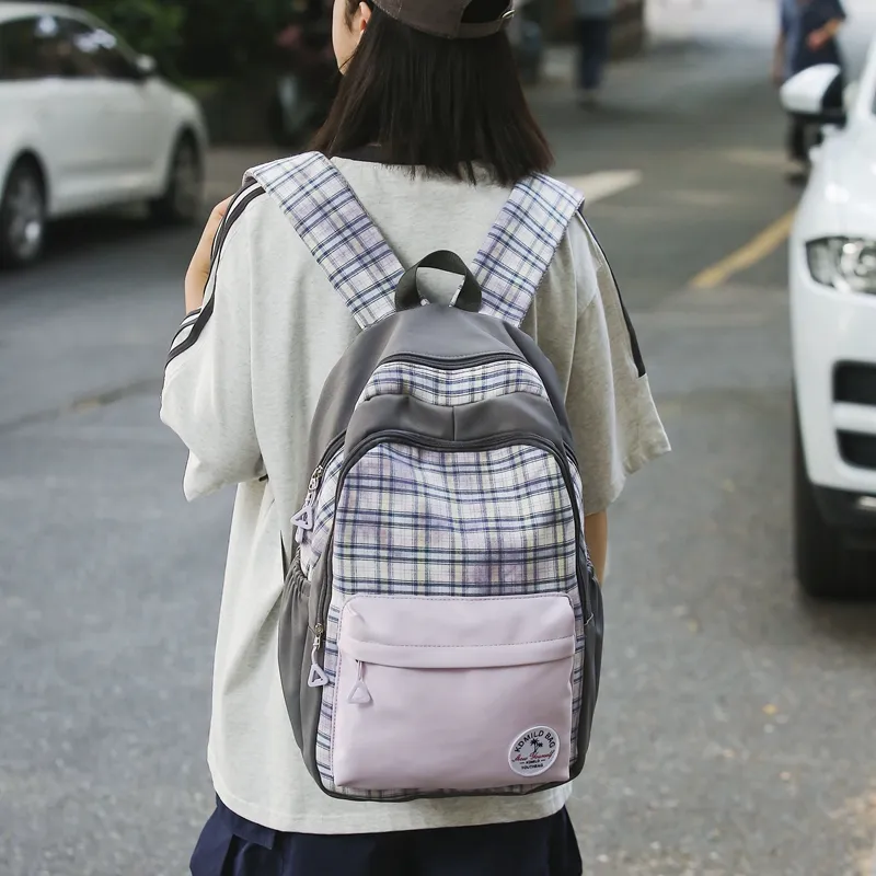 BUBM Nylon Backpack Unisex Pink/Orange/White-2