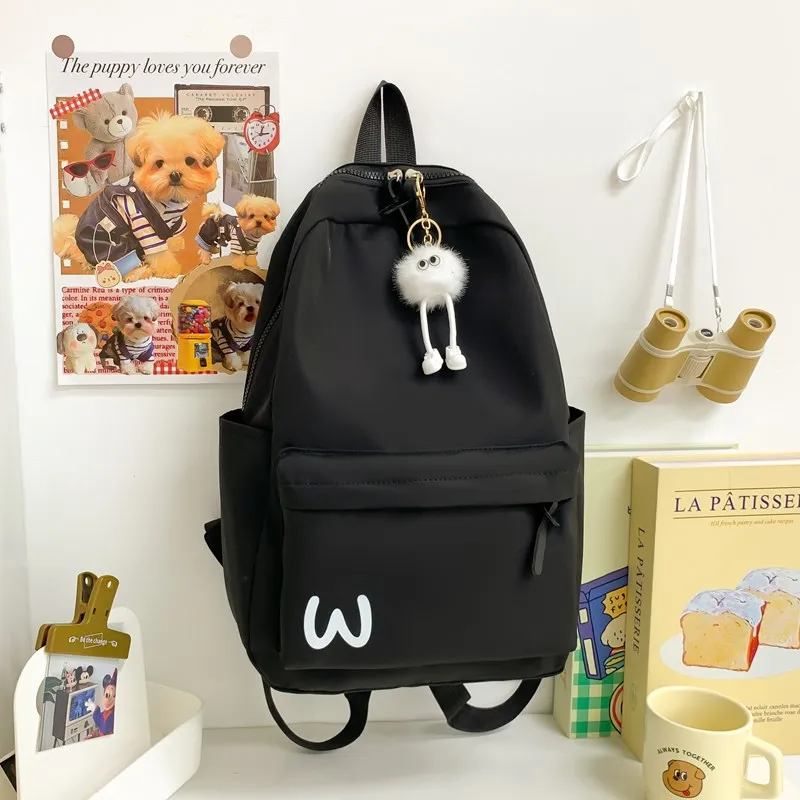 BUBM Composite Cloth Backpack Unisex Black/Yellow/Blue/Pink-8