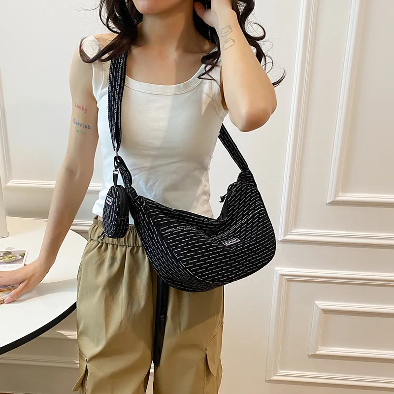 BUBM Composite Cloth Dumpling Bag Shoulder Bag Unisex Black/Yellow/Red/Green/Khaki-16