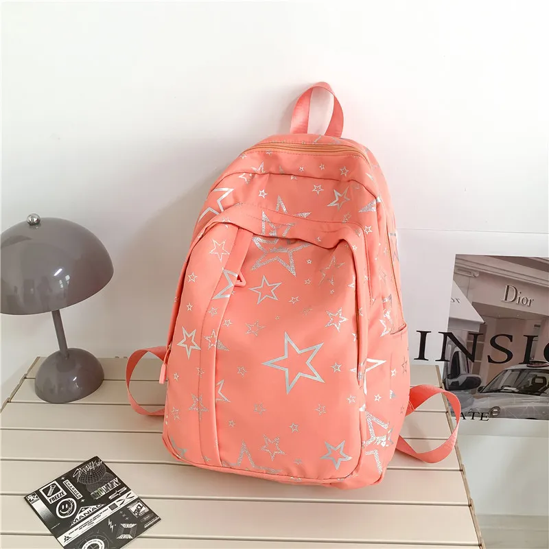 BUBM Composite Cloth Backpack Unisex White/Black/Purple/Orange/Green/Pink-15