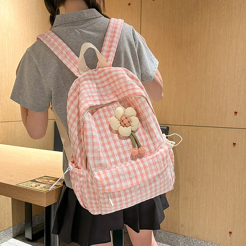 BUBM Nylon Backpack Women's Green/Dark Pink/Coffee/Light Pink-8