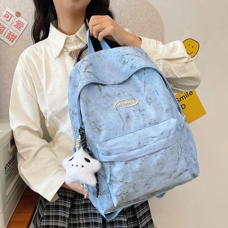 BUBM Nylon Backpack Regular Unisex White/Black/Burgundy/Blue-3