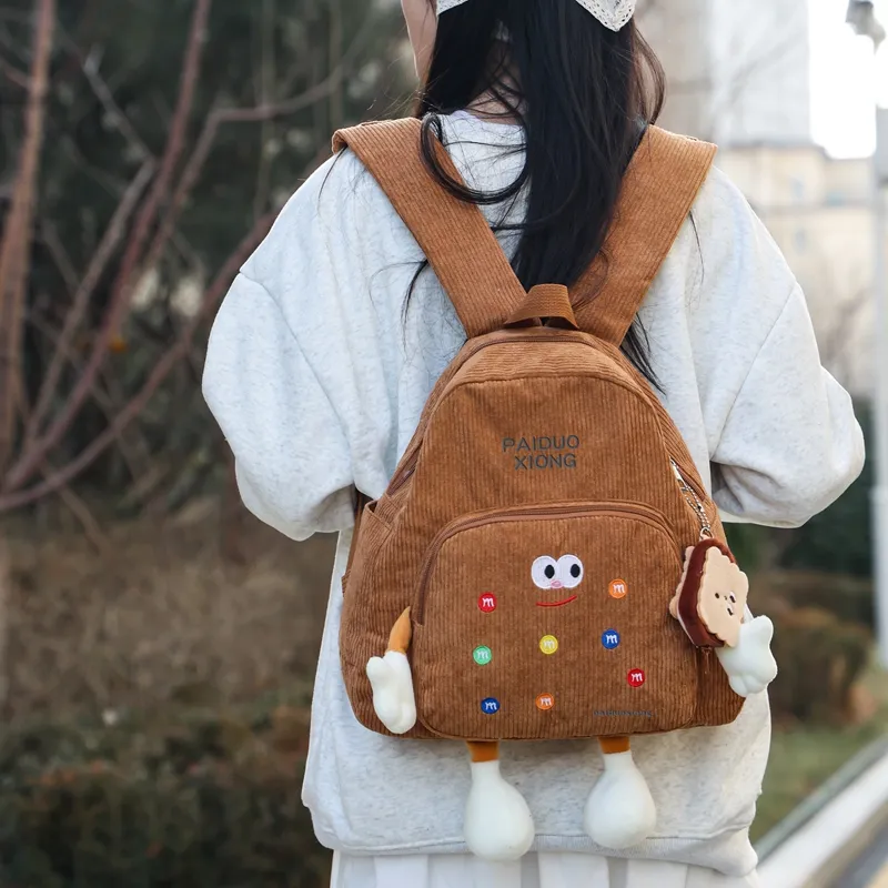 BUBM Corduroy Backpack Regular Women's Multicolor-2