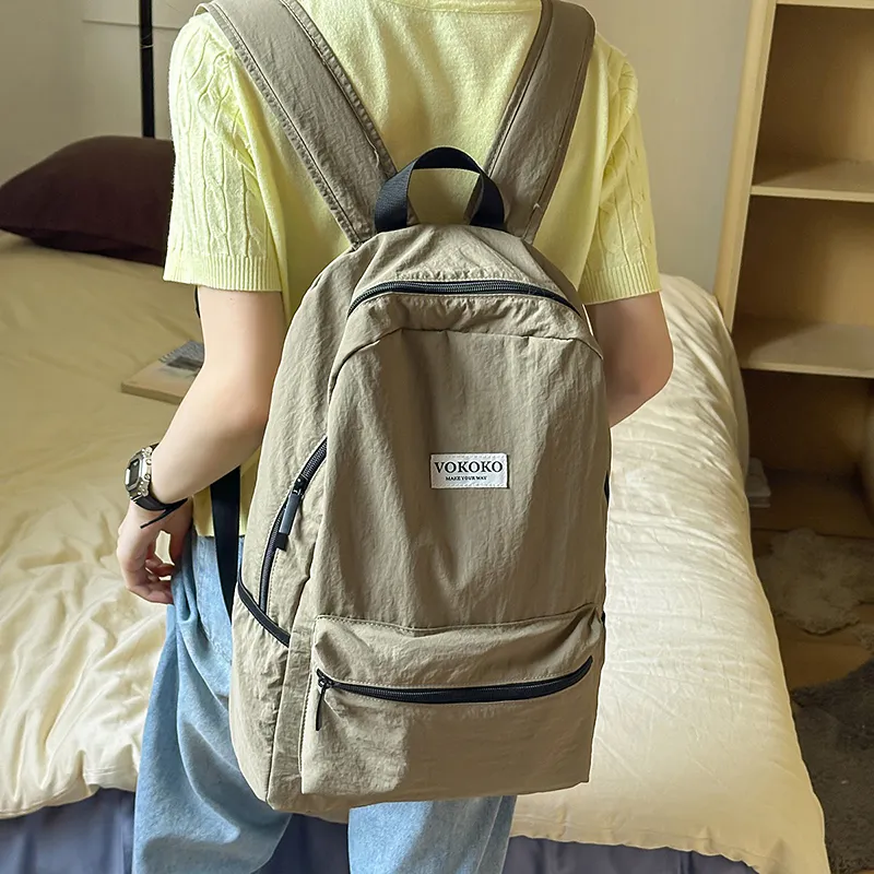 BUBM Nylon Backpack Unisex Black/Pink/Burgundy/Violet/Army Green-26