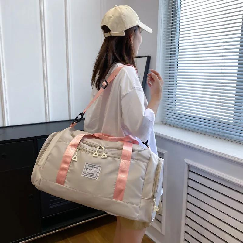 BUBM Oxford Travel Bag Unisex Black/Gray/Taro Purple/Dark Blue/Cherry Blossom Pink/Pink & Gray-35