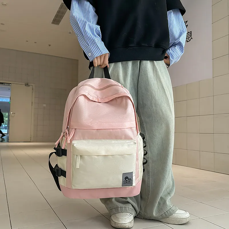 BUBM Nylon Backpack Unisex Black/Gray/Green/Pink-20