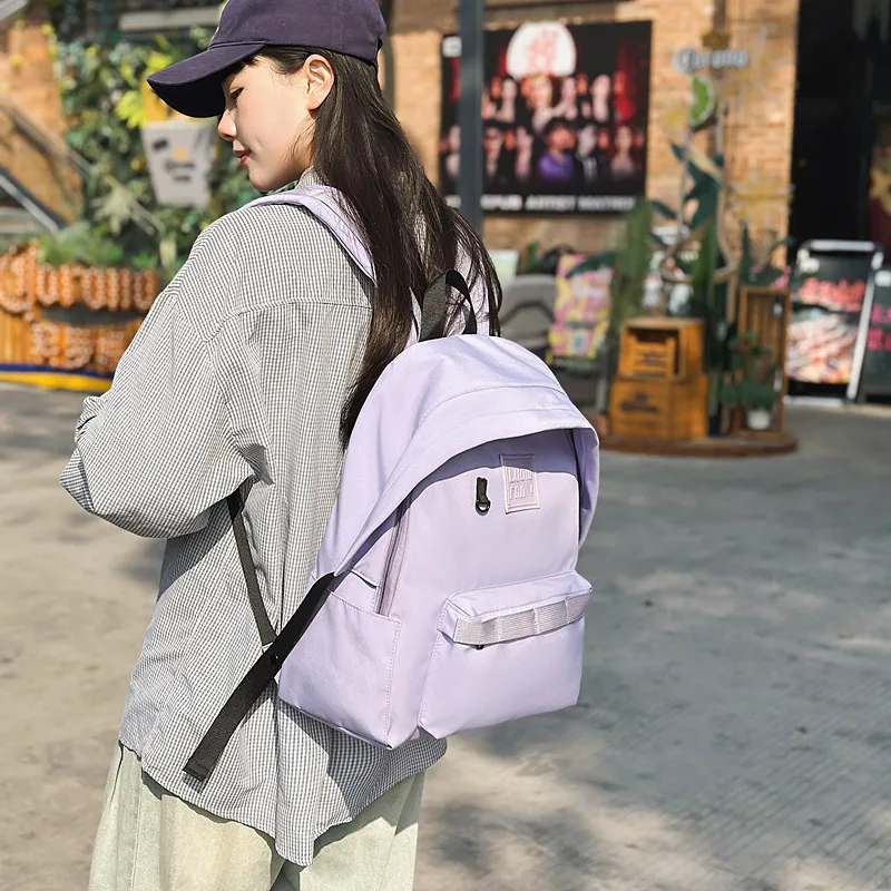 BUBM Nylon Backpack Unisex Purple/Orange/Black/White-5