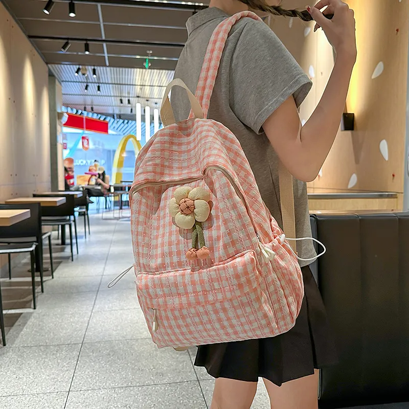 BUBM Nylon Backpack Women's Green/Dark Pink/Coffee/Light Pink-11