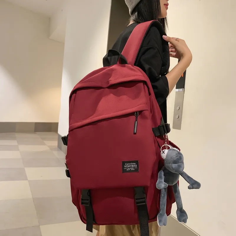 BUBM Nylon Backpack Unisex Black/White/Gray/Red/Blue-18