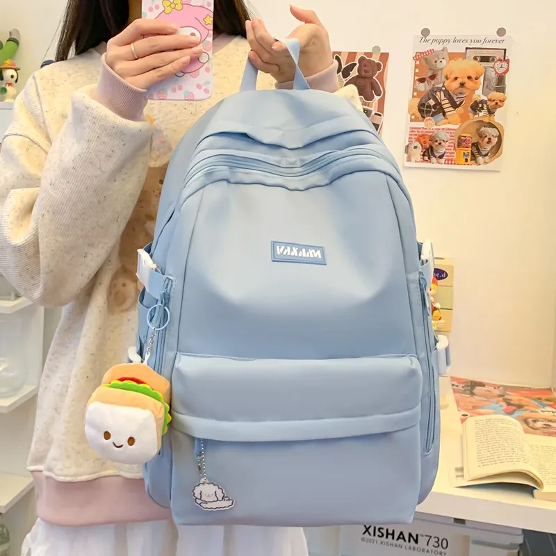 BUBM Composite Cloth Backpack Regular Unisex White/Gray/Black/Blue-16