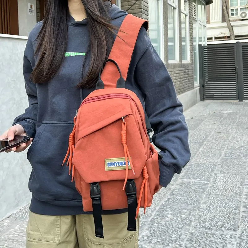 BUBM Composite Cloth Sling Bag, Crossbody Bag Regular Unisex Ecru/Black/Orange/Khaki/Green-11