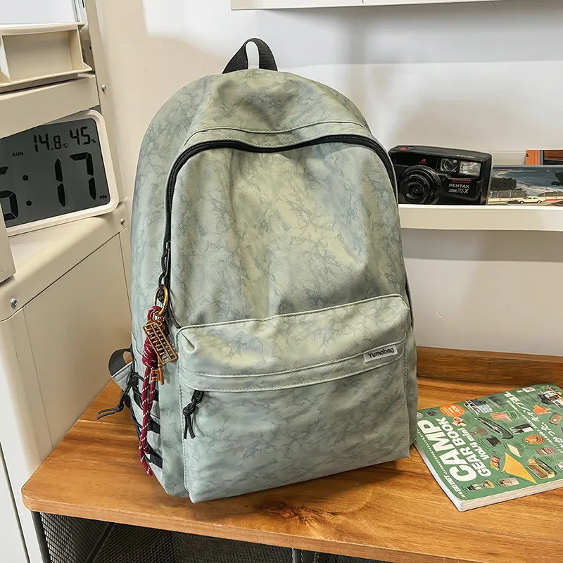 BUBM Nylon Backpack Unisex Black/Beige/Red/Green-13