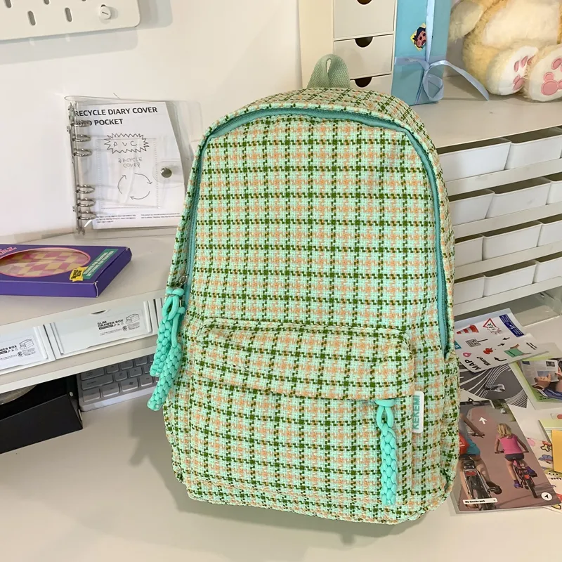 BUBM Cotton Linen Blend Backpack Unisex Yellow/Khaki/Green/Blue/Pink-10