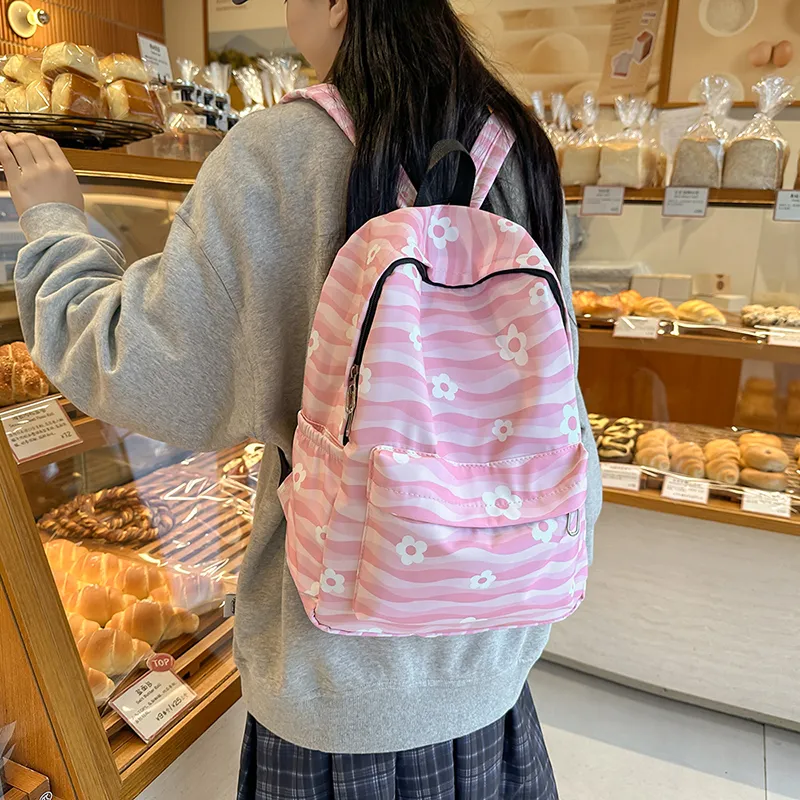 BUBM Nylon Backpack Unisex Black/Blue/Pink/Orange/Khaki-15