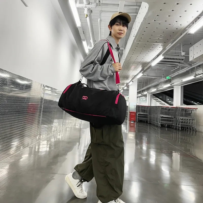 BUBM Nylon One Shoulder Travel Bag Unisex Light Gray/Dark Gray/Black/Red/Blue-11