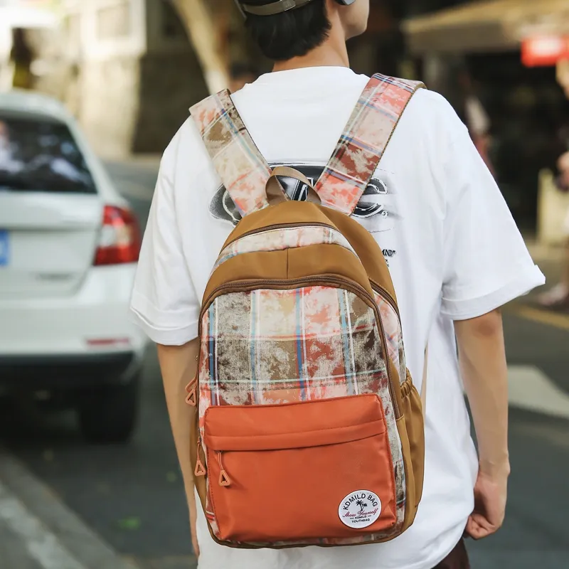 BUBM Nylon Backpack Unisex Pink/Orange/White-10
