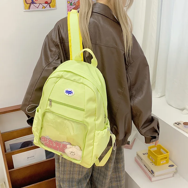 BUBM Nylon Fabric Backpack Regular Unisex Green/Blue/Mint Green-3